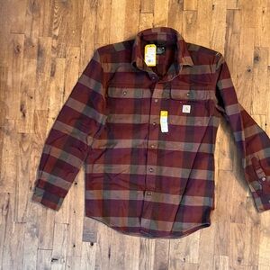 Carhartt Men's Casual Plaid Shirt - Red and Brown